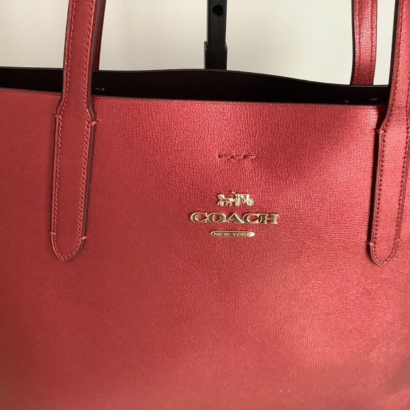 Coach Metallic Avenue Tote (Red) - Picture 4 of 8